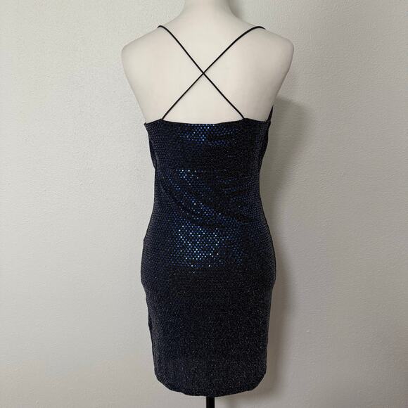 New Look Women's Blue Navy Sequin Shimmer Mini Bodycon Dress Size 10 - Picture 8 of 9